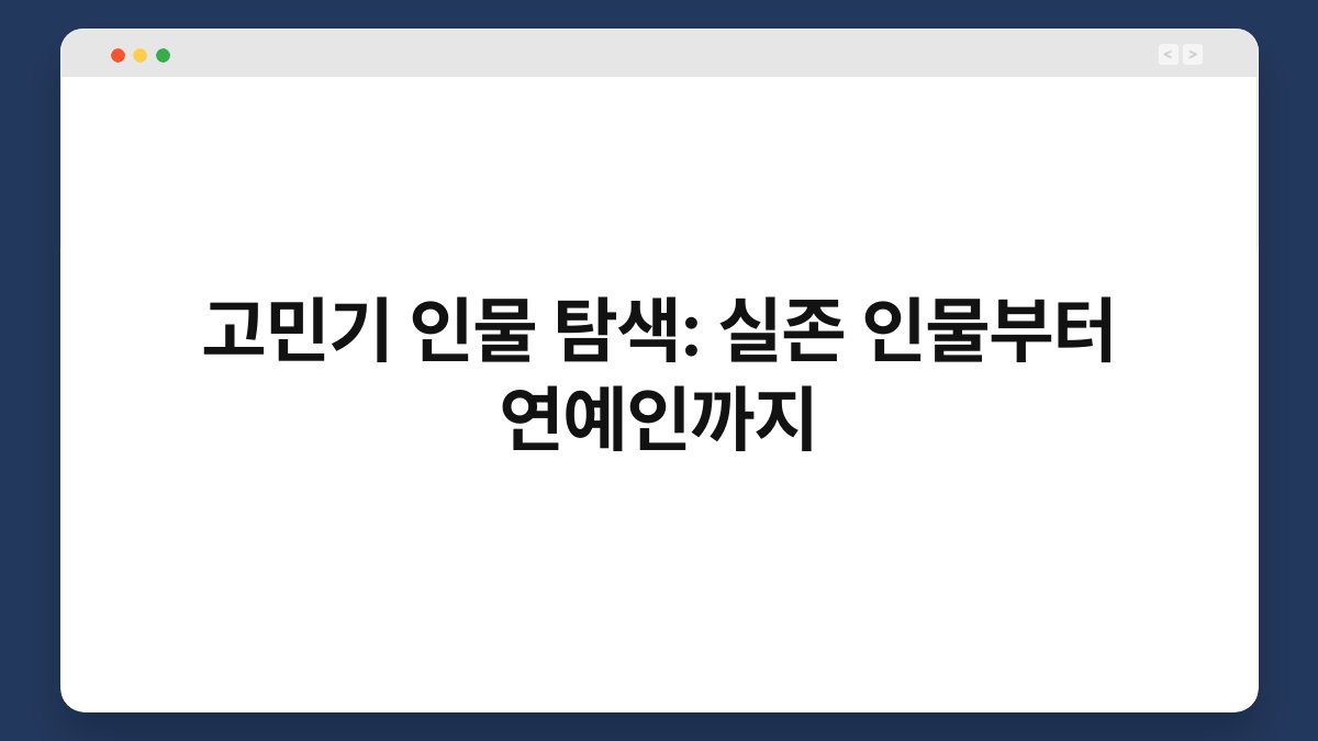 고민기 인물 탐색: 실존 인물부터 연예인까지