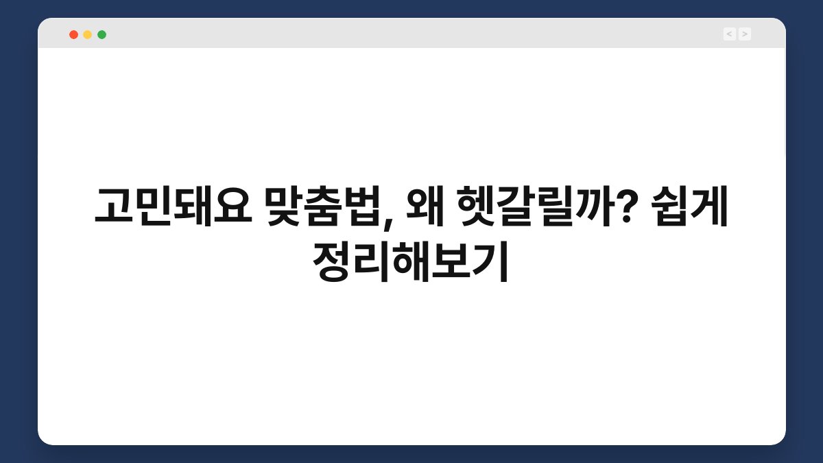 고민돼요 맞춤법, 왜 헷갈릴까? 쉽게 정리해보기