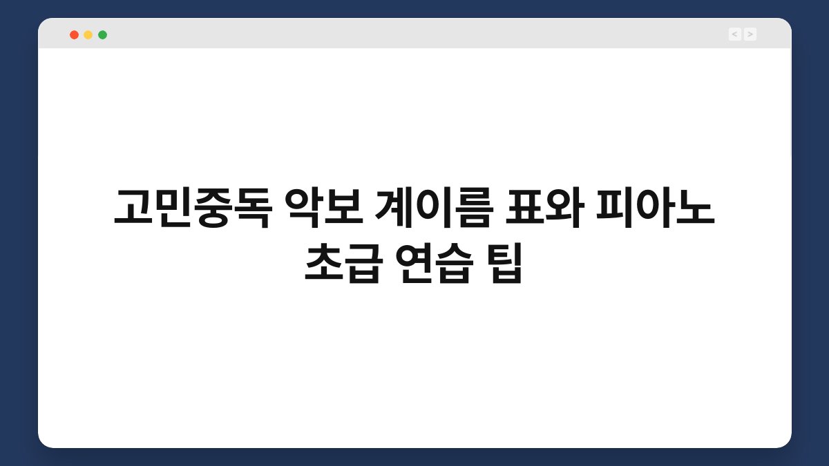 고민중독 악보 계이름 표와 피아노 초급 연습 팁