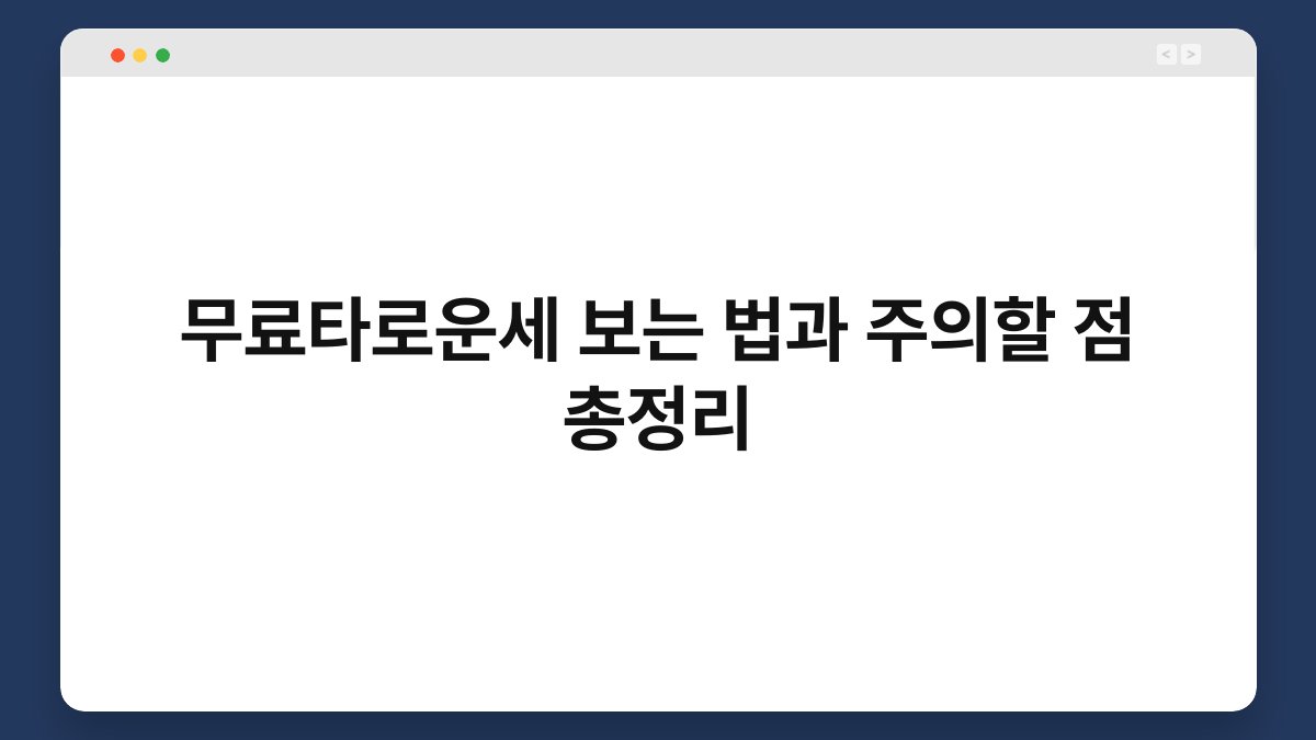 무료타로운세 보는 법과 주의할 점 총정리