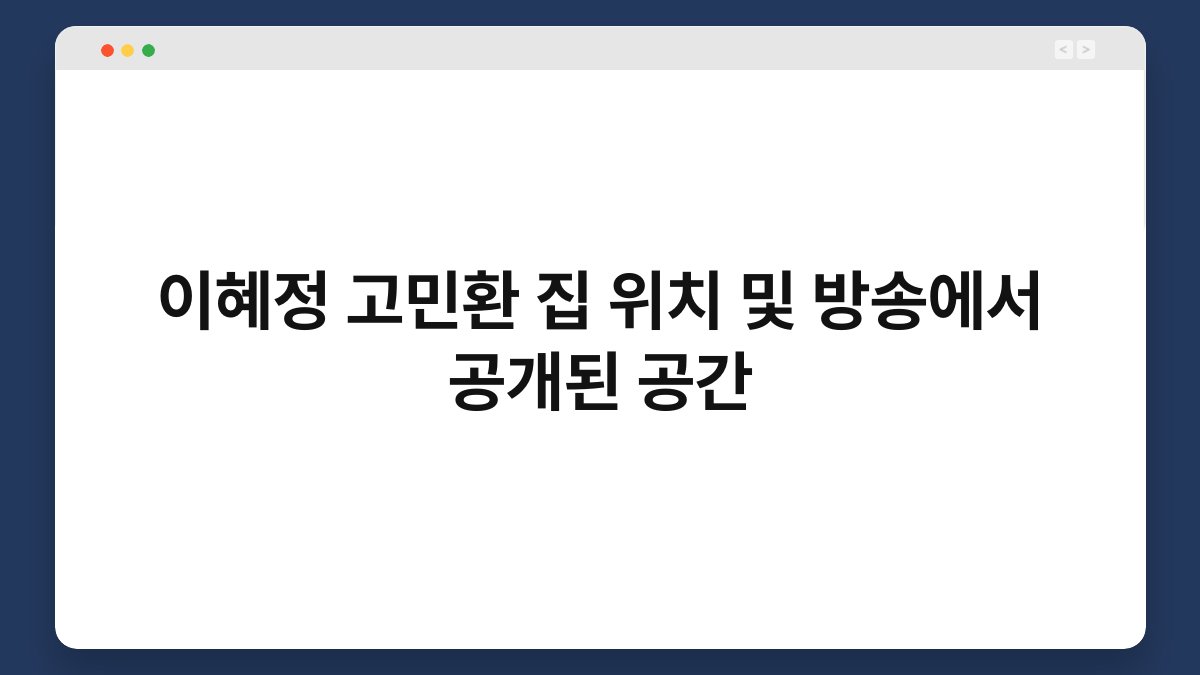 이혜정 고민환 집 위치 및 방송에서 공개된 공간