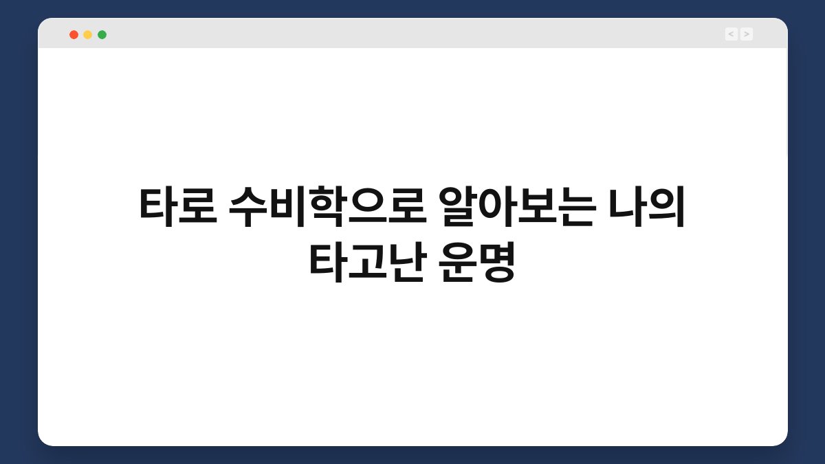 타로 수비학으로 알아보는 나의 타고난 운명