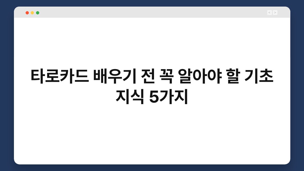 타로카드 배우기 전 꼭 알아야 할 기초 지식 5가지